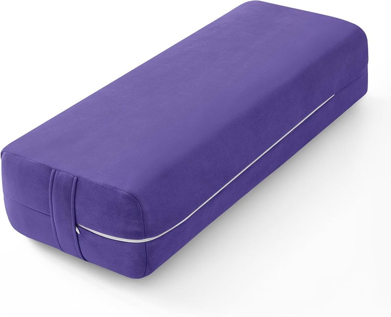 Wellsin Rectangular Yoga Bolster - Meditation Pillow with Washable Suede Cover, 27"X10" X5.5" - Image 1